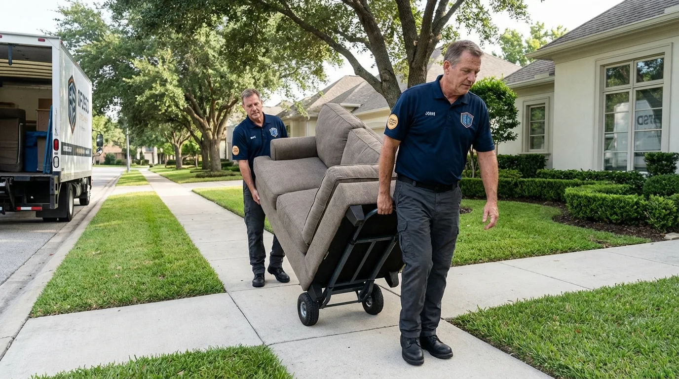 Local residential moving crew loading furniture in Collinsville, CT